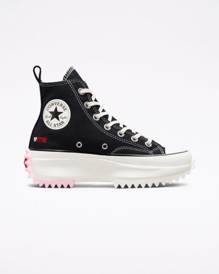 Women's Converse Run Star Hike Embroidered Hearts High Top Platform Shoes Black / Red | AU 861E5K